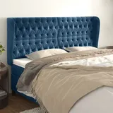 vidaXL Kopfteil mit Ohren Dunkelblau 203x23x118/128 cm Samt