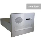 BV Serie Edelstahl Mauerdurchwurf Briefkastenanlage mit Sprechsieb - Tiefe 39 - 62 cm
