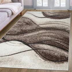 Teppich »Tritom«, rechteckig, 9 mm Höhe, mit besonders weichem Flor, Kurzflor, modernes Wellen Muster, 29813067-3 braun 9 mm
