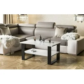 endo-moebel Couchtisch, Weiß Hochglanz, Holzwerkstoff, Rechteckig,Rechteckig, 65x53x110 cm, Wohnzimmer, Wohnzimmertische, Couchtische