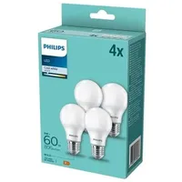 Philips LED-Lampe Standard A60 8W/840 (60W) Frosted 4-pack E27
