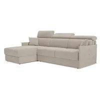 Miryam Ecksofa Mit Matratze Mit Verstellbaren Kopfstützen Aus Weichem, Fleckenabweisendem Stoff T31 272 Cm Links Graubeige
