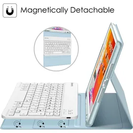 Fintie Tastatur Hülle für iPad 10,2 Zoll (9/8/7 Generation - 2021/2020/2019) Eisblau