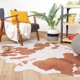 FRAAI Kuhfell - Bovine Braun Weiß 155x190cm - Rindsleder Teppich - Kunstfell - Polyester - Rinderfell - Tier - Stierfell - Wohnzimmer, Esszimmer, Schlafzimmer - Rug