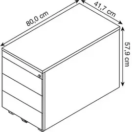 Mauser Line Rollcontainer 41,7 x 57,9 x 80 cm weiß