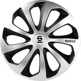 Sparco SPC1573SVBK Sicilia Wheel Covers, Silver/Black, Set of 4, 15"