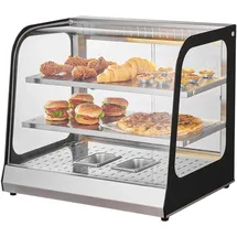 Vevor 2-stufiger kommerzieller Speisenwärmer, 850 W Speisenwärmer mit gehärtetem Glas und Dampfheizung, Temperaturregelung von 30 °C bis 85 °C, 111 l großes Fassungsvermögen