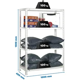 Simon Rack Regal 150 x 100 x 40 cm Silber