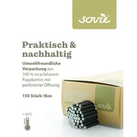 Sovie Trinkhalm in Schwarz aus Papier FSC®, Ø 8 mm / 15 cm, 150 Stück