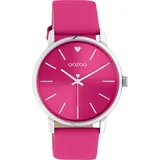 Oozoo Damen Armbanduhr Timepieces pink UOC10989 - Silber Damen mit 20mm Lederarmband in Rauchpink- Analog Leder