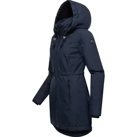 Ragwear Damen, Wintermantel Warmer Parka lang wasserdicht mit Abnehmbarer Kapuze Dakkota Navy Gr. M - M