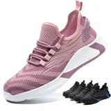 ZSDZSZ Arbeitsschuhe Herren Leicht Sicherheitsschuhe Damen Atmungsaktive Stahlkappenschuhe Sportlich Schutzschuhe,Pink,43 EU - 43 EU