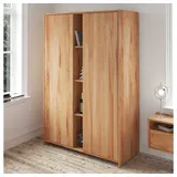 Pharao24 Kleiderschrank Duben aus Massivholz braun