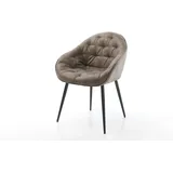 DELIFE Esszimmerstuhl Gaio-Flex Mikrofaser Taupe Vintage 4-Fuß konisch Schwarz, Esszimmerstühle