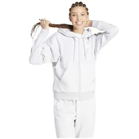 Adidas Damen Essentials 3-Stripes Full-Zip Fleece Hoodie, Light Grey Heather/White, L