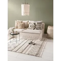 benuta pop Teppich OYO Cream/Grau 120x180 cm - Moderner Kurzflor-Teppich für Wohnzimmer