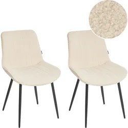 Esszimmerstuhl 2er Set DUBROVNIK Bouclé Hellbeige
