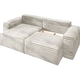 kaiser möbel L-förmiges Bohoo-Ecksofa mit Schlaffunktion stoff Velo Ecru Rechts