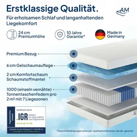 AM Qualitätsmatratzen Premium Gelschaum 140 x 200 cm H3