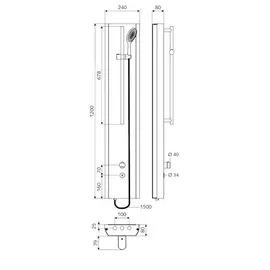 Schell V-Duschpaneel LINUS Inox DP-C-T-H El. THM, m Duschk. Comf., ES gebürstet