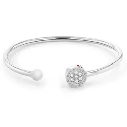Armspange TOMMY HILFIGER "Schmuck Edelstahl Armschmuck Armspange CRYSTAL", bunt (edelstahlfarben, weiß, blau, rot, kristallweiß), Armbänder, Damen, Edelstahl, Armspange, mit Glasstein