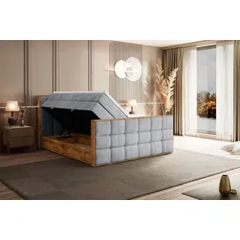 altdecor Boxspringbett mit Matratze Topper, Polsterbett mit Bettkasten, LOLLI2-Z KING - 180x200 - Grau Monolith