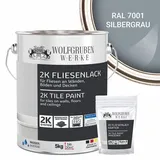 WO-WE 2K Fliesenlack MATT Silbergrau RAL 7001 5 kg