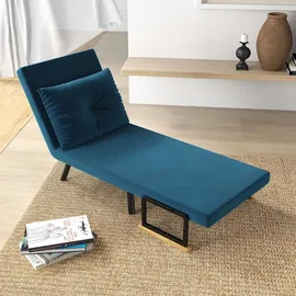Homcom Schlafsessel mit Schlaffunktion Polyester 73 x 81 x 63 cm Blau mit Kissen