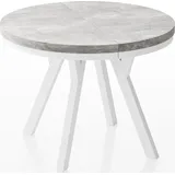 Designer Runder Ausziehbarer Esstisch - Loft-Stil, Industriell, Platzsparend - Weiße Beine - 90 bis 170 cm - für 4-8 Personen - Hergestellt in EU... - Grau