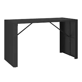 vidaXL Bartisch mit Glasplatte Schwarz 185x80x110 cm Poly Rattan