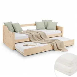 Homestyle4u Kinderbett Ausziehbett 90 x 200 cm Kiefer massiv braun