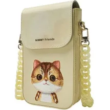 Dell Nimmy Big Eyed Pet 2.0 Cat, 3-in-1-Set: Handytasche + Geldbörse Tracker-Hülle – Beige