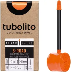 Tubolito S-Tubo Road 700C Schlauch, 18-32 mm, 80 mm SV Ventil, ultraleicht nur 25 g, für Scheibenbremse, minimaler Rollwiderstand, schwarz