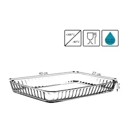 Pasabahce 59204 Borcam Auflaufform, Backform, Glas, 40 x 27 cm Rechteckig, für 3 - 6 Personen