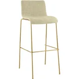 CLP Barhocker mit Lehne Hover, Barstuhl stapelbar mit Stoffbezug, Metallgestell Goldoptik, Stapelstuhl bis 150 kg belastbar