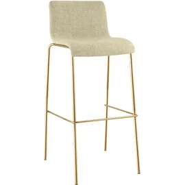 CLP Barhocker mit Lehne Hover, Barstuhl stapelbar mit Stoffbezug, Metallgestell Goldoptik, Stapelstuhl bis 150 kg belastbar