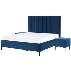 Schlafzimmer komplett Set 3-teilig blau 140 x 200 cm SEZANNE