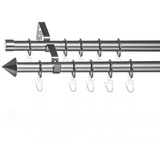 Lichtblick Gardinenstange Kegel, 20 mm, ausziehbar, 2 läufig 130 - 240 cm Chrom Matt