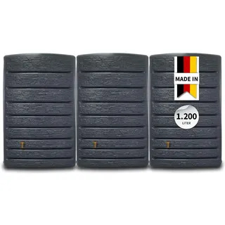 4rain ExtraSLIM stone decor Wandtank-Set 1200 Liter graphite grey, 3 x ExtraSLIM stone decor 400 Liter inkl. Verbinder