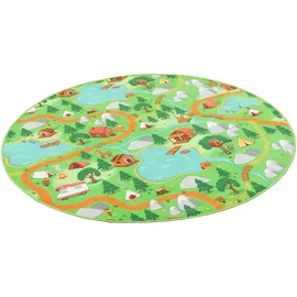 Snapstyle Kinder Spiel Teppich Campingplatz Rund