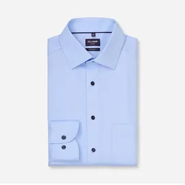 Olymp Businesshemd OLYMP "OLYMP Luxor, modern fit, New Kent mit extra langem Arm", Herren, Gr. 40, Normaler Arm, bleu, 100% Baumwolle, Hemden