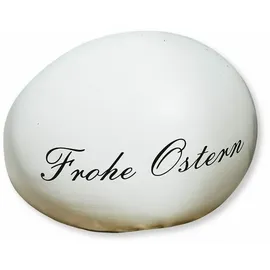 Loberon Deko-Ei Tigra, von Hand Bedruckt, Osterei mit geschwungenem Schriftzug, nostalgischer Charme, Ostern, Osterdekoration, Osterschmuck, Polyresin, weiß/schwarz