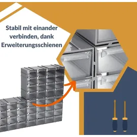 GarPet Sortimentskasten erweiterbar 16 Fach Sortierkasten Schubladen Organizer Kleinteilemagazin Sortimentsboxen