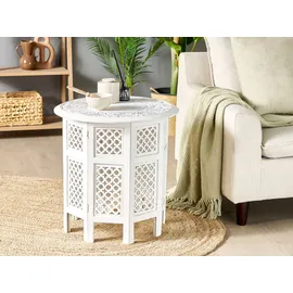 Beliani Beistelltisch Elara Mango Holz Weiß