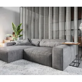 DeLife Ecksofa Sirpio XL 270x170 cm Mikrofaser Taupe Recamiere variabel mit Hocker