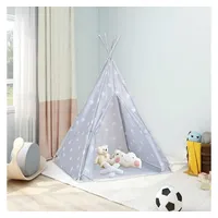 vidaXL Kinder Tipi-Zelt mit Tasche Polyester Grau 115x115x160 cm