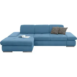 Set One by Musterring Ecksofa "SO4100 V", blau (hellblau), B:284cm H:80cm T:190cm, SET ONE BY MUSTERRING, Sofas, Ecksofa, mit verstellbaren Kopfteilen, wahlweise mit Funktionen, Cord-Bezug