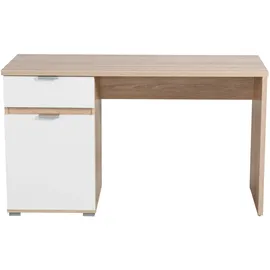INOSIGN Schreibtisch "Jan", braun (sonoma eiche, opaque weiß), B:130cm H:75,5cm T:50cm, Tische, Schreibtisch, in Scandi Optik, Home Office geeignet