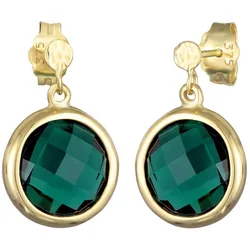Elli PREMIUM Quarz Green Edelstein Ohrstecker 375 Gelbgold OneSize Damen 