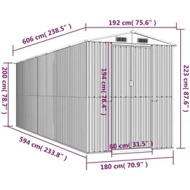 vidaXL Geräteschuppen 1,92 x 6,06 x 2,23 m anthrazit